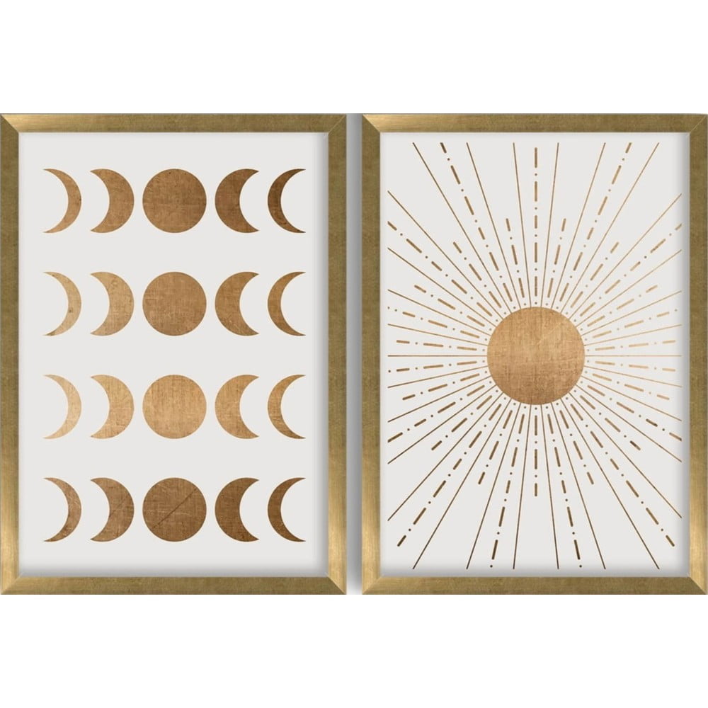 Tablouri 2 buc. 38x53 cm Moon &amp; Sun – Wallity