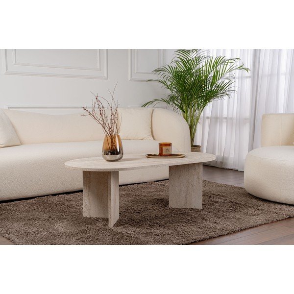 Măsuță de cafea bej cu aspect semi-lucios 60x119 cm Sable – Kalune Design-image-1