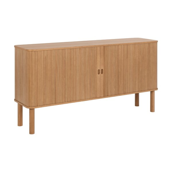 Comodă în culoare naturală joasă cu aspect de lemn de stejar cu ușă glisantă 160x80 cm Langley – Actona-image-1