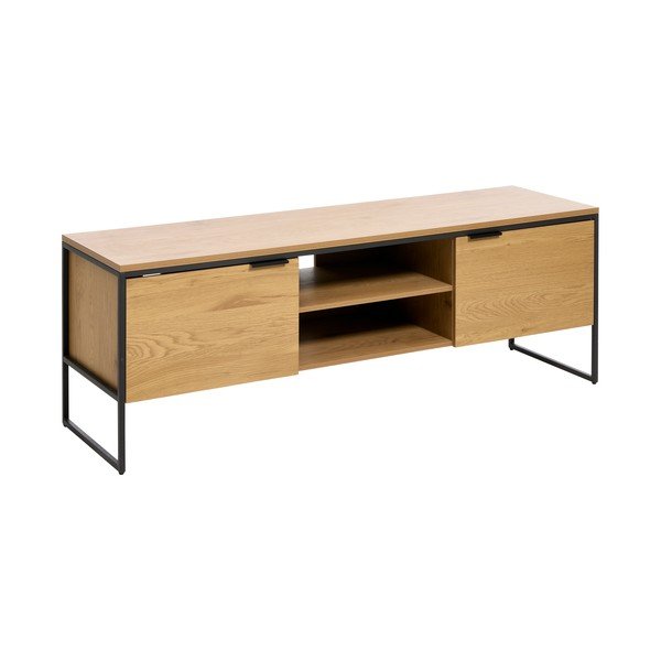 Comodă TV în culoare naturală cu aspect de lemn de stejar 155x55x45 cm Cesura – Unique Furniture-image-2