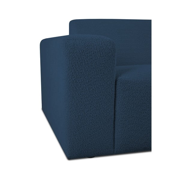 Modul pentru canapea albastru închis cu tapițerie din stofă bouclé (cu colț pe partea stângă ) Roxy – Scandic-image-3