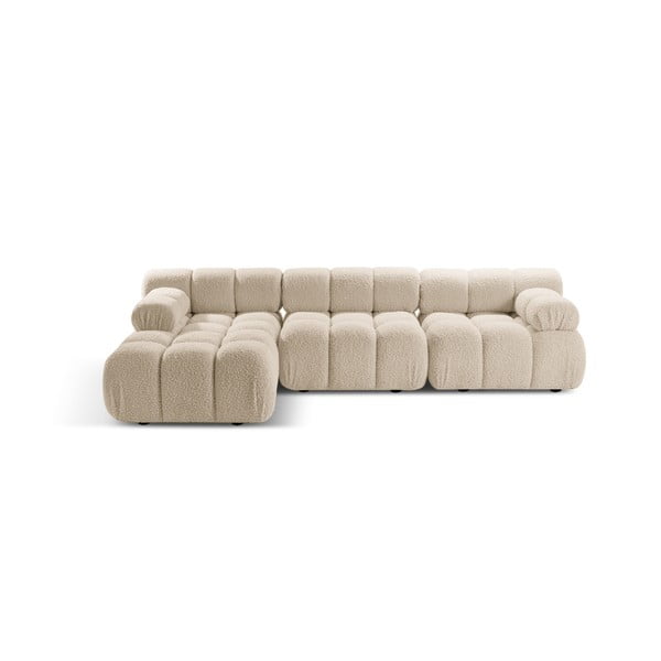 Colțar modular bej cu tapițerie din țesătură bouclé (cu colț pe partea stângă ) Bellis – Micadoni Home