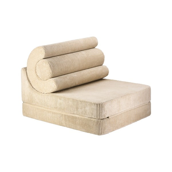 Fotoliu pentru copii maro deschis cu tapițerie din catifea reiată Flipster – Wigiwama