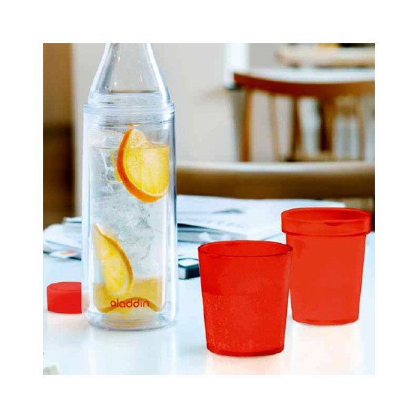 Carafă cu pereți dubli și 2 pahare Aladdin Crave, 750 ml, roșu-image-1