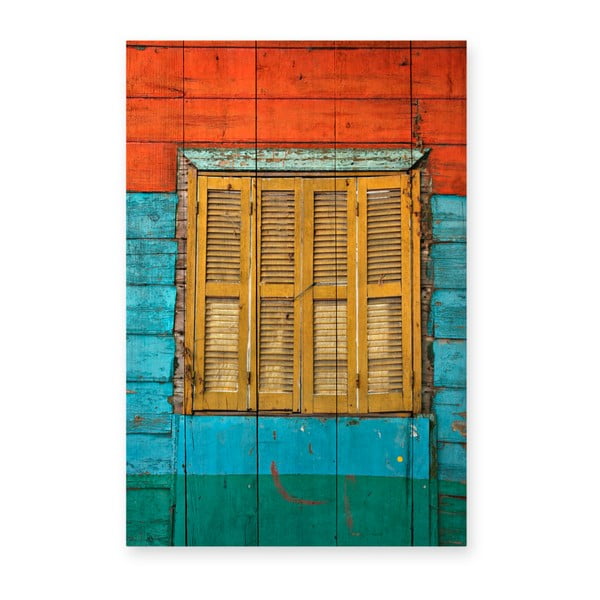 Tablou din lemn de pin Really Nice Things Colorful Window, 40 x 60 cm