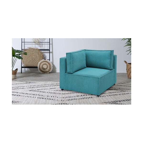 Modul pentru canapea albastru cu tapițerie din catifea reiată  (cu colț variabil) Nihad modular – Bobochic Paris-image-1