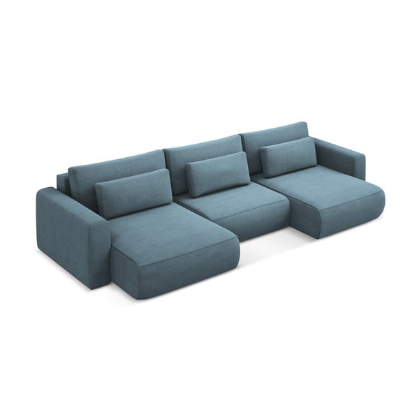 Colțar albastru deschis extensibil/cu spațiu de depozitare (în formă de "U") Kapua – Makamii-image-2