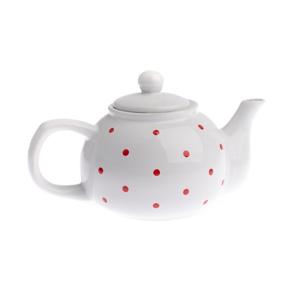 Ceainic din ceramică Dakls Dots, 1 l, alb