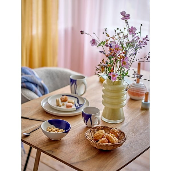 Farfurie albă-albastră din gresie ø 27 cm Okayama – Bloomingville-image-1