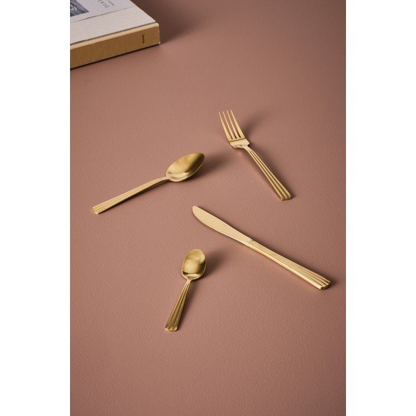 Tacâmuri aurii din oțel inoxidabil 16 buc. pentru 4 persoane Kaiya – Jotex-image-1