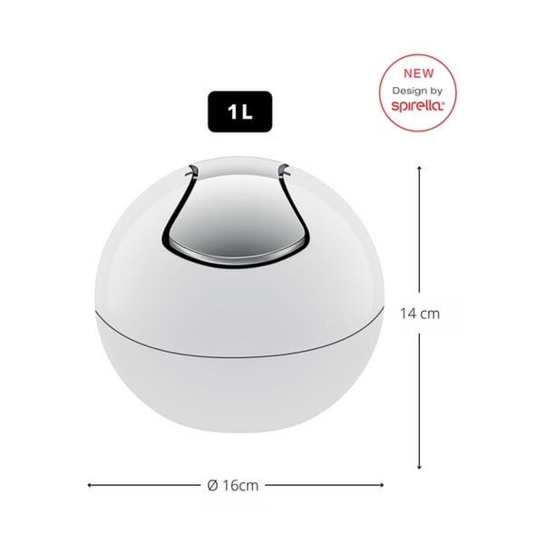 Coș de gunoi alb din plastic 1 l   Bowl – Spirella-image-2