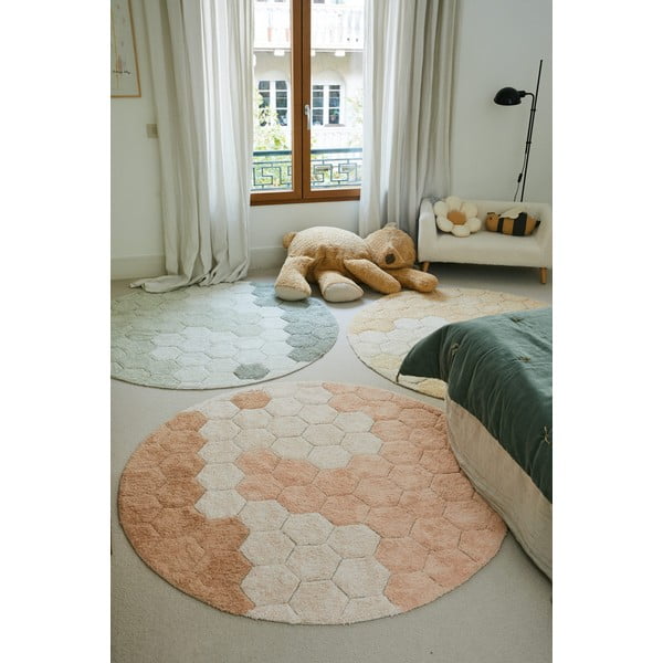 Covor roz deschis lavabil/țesut manual rotund din bumbac ø 140 cm Honeycomb Rose – Lorena Canals-image-3