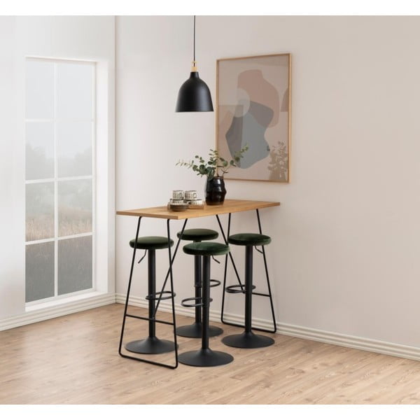 Scaun de bar verde cu înălțime ajustabilă tapițat (înălțime șezut 62 cm) Finch – Actona-image-1
