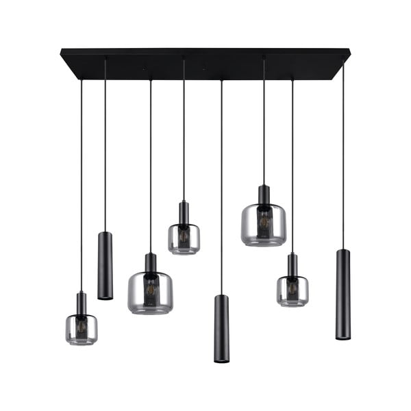 Lustră neagră cu abajur din metal/cu abajur din sticlă Mataro – Trio