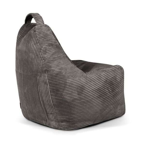 Fotoliu bean bag gri deschis cu tapițerie din catifea reiată Play Amuse – SLOWDOWN-image-4