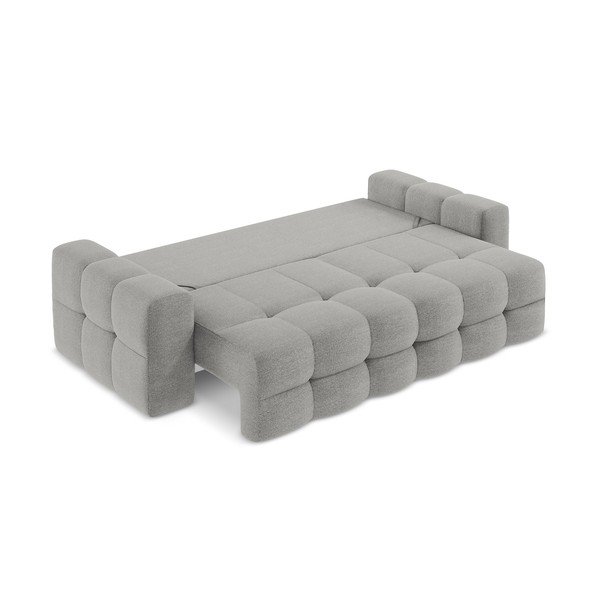 Canapea gri extensibilă cu tapițerie din țesătură bouclé 255 cm Milu – Makamii-image-3