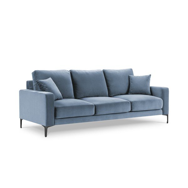 Canapea cu tapițerie din catifea Kooko Home Harmony, 220 cm, albastru deschis-image-3