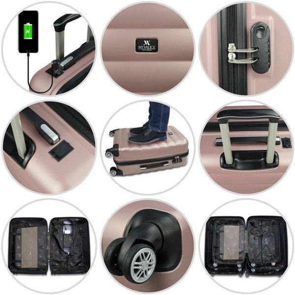 Set 3 valize cu roți și port USB My Valice RESSO Travel Set, gri-image-2