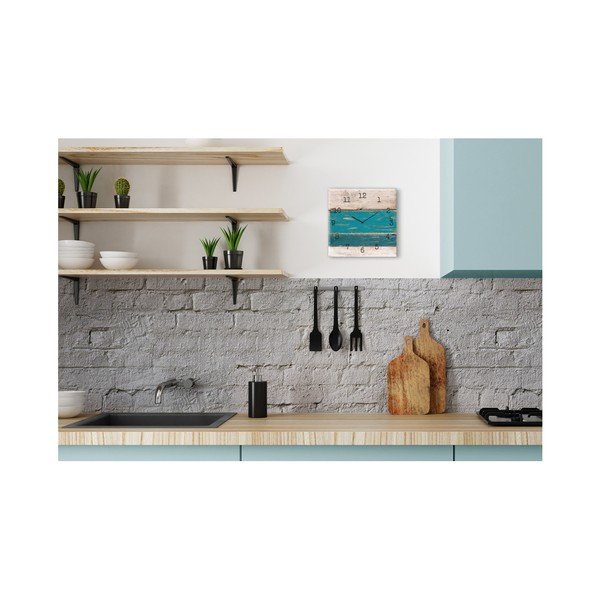 Ceas de perete Styler Glassclock Blue Wood, 30 x 30 cm-image-1
