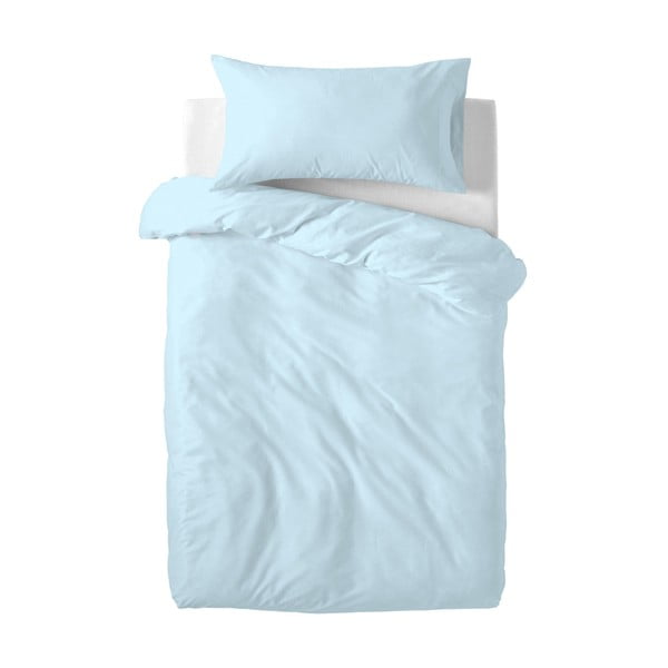 Lenjerie de pat din bumbac pentru copii Happy Friday Basic, 100 x 120 cm, albastru deschis