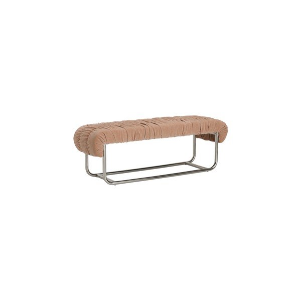 Bancă roz prăfuit din metal/capitonată cu tapițerie din chenille Vellin – Ellos Home-image-2