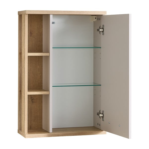 Dulap de baie crem suspendat cu aspect de lemn de stejar 50,5x74,5 cm Quickset 966 – Pelipal-image-2