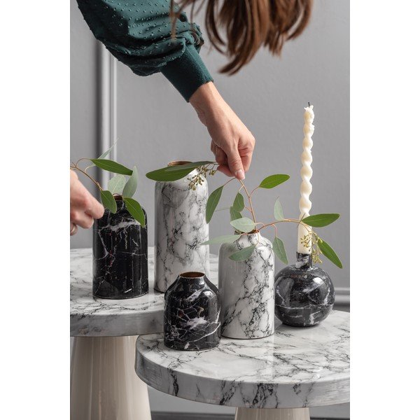 Vază din fier PT LIVING Marble, înălțime 10 cm, alb-negru-image-1