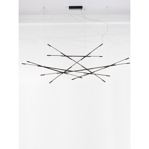 Lustră neagră LED cu intensitate reglabilă din metal cu abajur din sticlă acrilică Raccio – Nova Luce-image-3