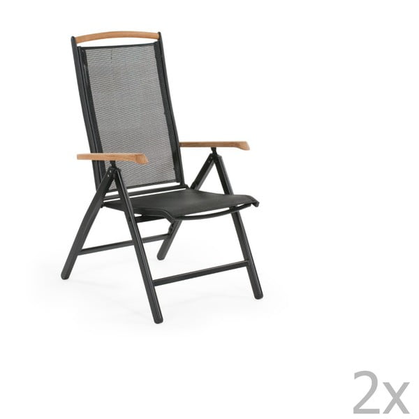 Set 2 scaune de grădină Brafab Andy, detalii lemn, negru