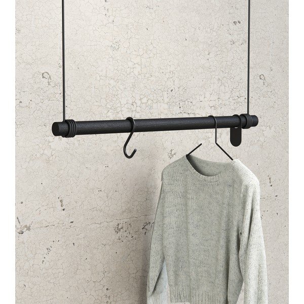 Cuier de perete negru din lemn de stejar 80 cm Swing M – LIND DNA-image-1