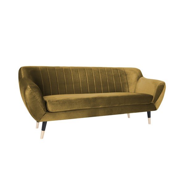 Canapea Mazzini Sofas BENITO cu picioare negre, galben muștar, 188 cm-image-2