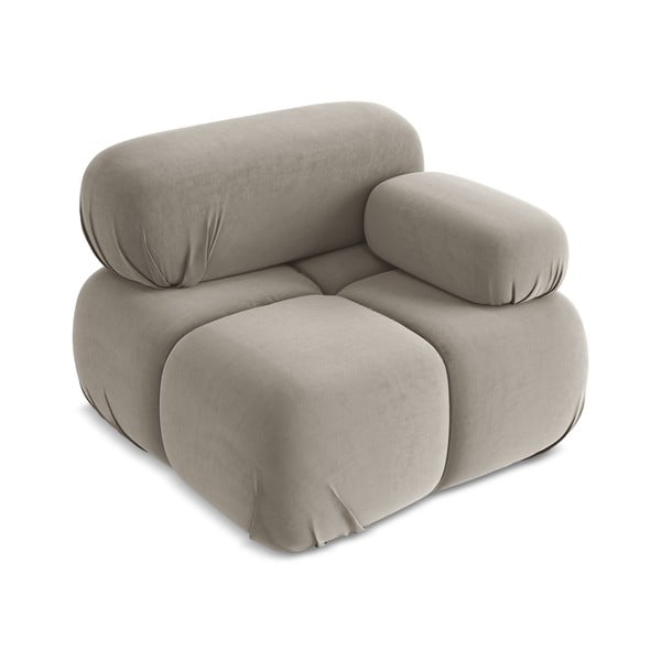 Modul pentru canapea modulară bej cu tapițerie din catifea (cu colț pe partea dreaptă) Lokua – Makamii-image-2