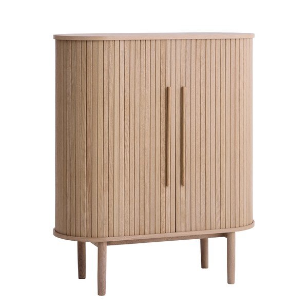 Dulap în culoare naturală deschisă cu aspect de lemn de stejar cu ușă glisantă 100x118x40 cm Meta – Unique Furniture