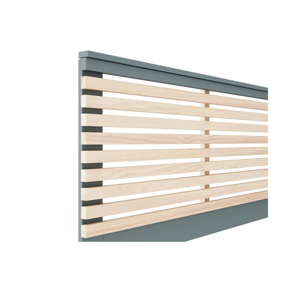 Tăblie de pat în culoare naturală/verde prăfuit cu aspect de lemn de pin 163x100 cm Estefania – Marckeric-image-3