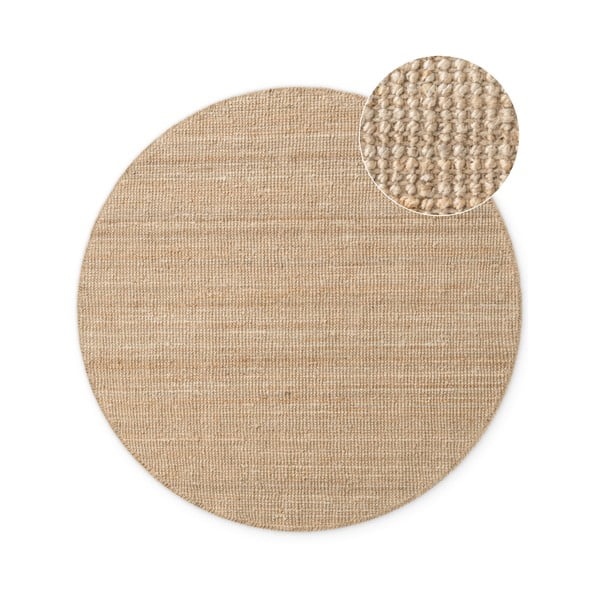 Covor în culoare naturală rotund din iută ø 160 cm Bouclé Jaipur – Hanse Home