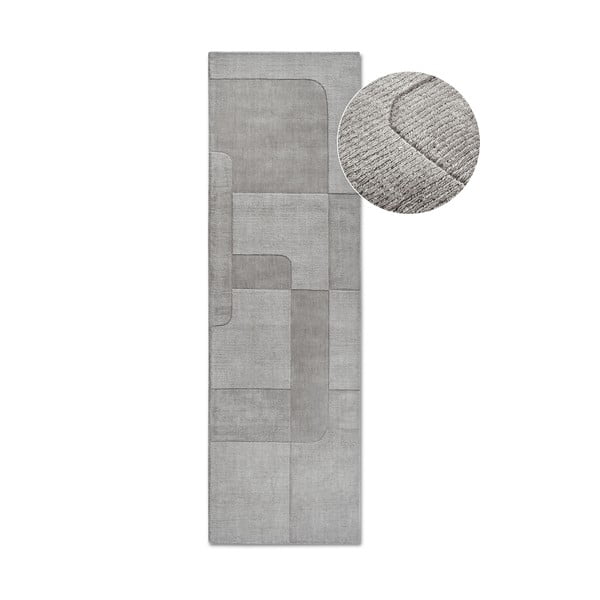 Covor tip traversă gri țesut manual din lână 80x250 cm Charlotte – Villeroy&Boch