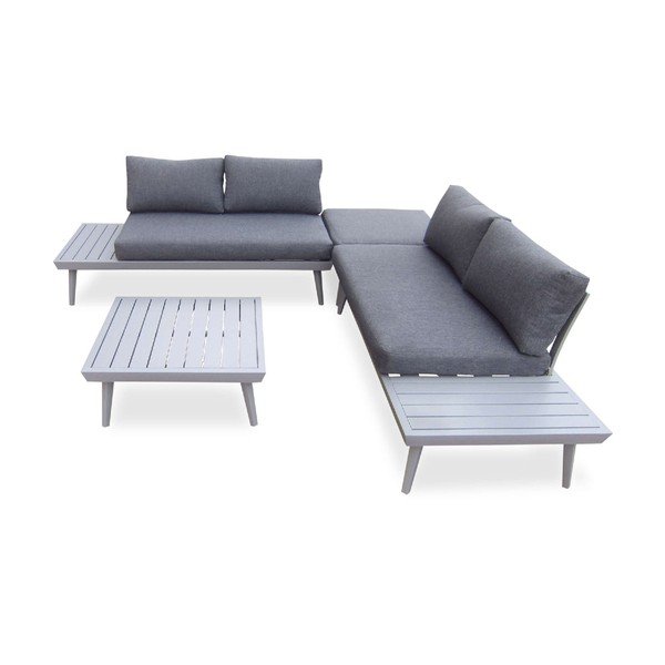 Set măsuță de cafea și colțar pentru grădină Bobochic Paris Vigo Gris, gri-image-2