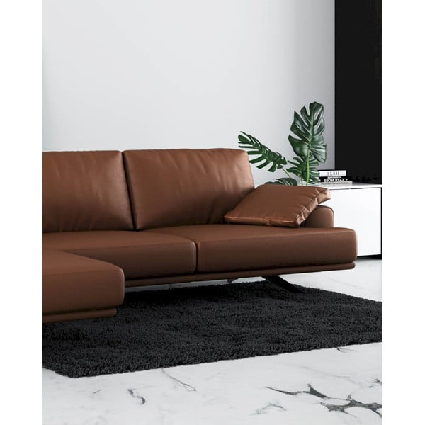 Colțar maro coniac cu tapițerie din piele (colț pe  partea stângă ) Prado – MESONICA-image-4