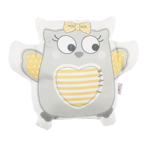 Pernă din amestec de bumbac pentru copii Mike & Co. NEW YORK Pillow Toy Owl, 32 x 26 cm, gri