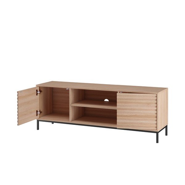 Masă TV în culoare naturală cu aspect de lemn de stejar 140x50 cm Celine - Støraa-image-1