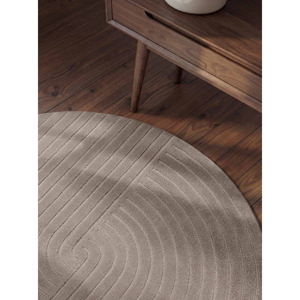Covor gri deschis țesut manual rotund din lână ø 150 cm Arcura – Vikosa-image-2