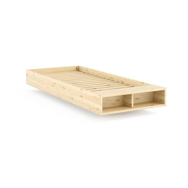 Pat în culoare naturală din lemn de pin fără tăblie cu somieră 90x200 cm Merge – Karup