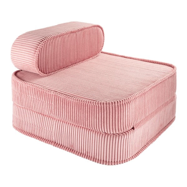 Fotoliu de copii roz cu tapițerie din catifea reiată Flip – Wigiwama