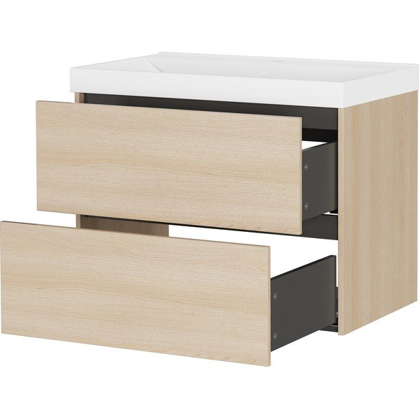 Dulap sub chiuvetă în culoare naturală suspendat cu aspect de lemn de stejar 81x65 cm Bodera – Germania-image-4