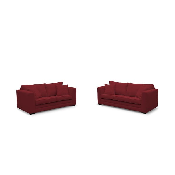 Set 2 canapele cu 2 și 3 locuri Rodier Taffetas, roșu