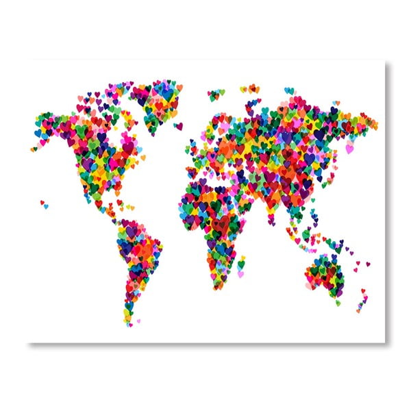 Poster cu harta lumii Americanflat Life, 60 x 42 cm, multicolor