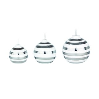 Set 3 globuri din ceramică pentru bradul de Crăciun Kähler Design Omaggio, alb-argintiu