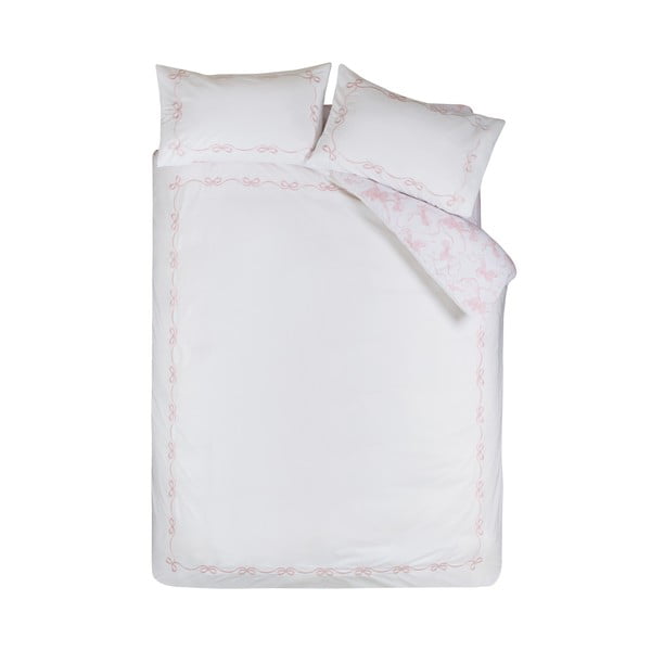 Lenjerie de pat albă pentru pat dublu 200x200 cm Bow Embroidery – Catherine Lansfield