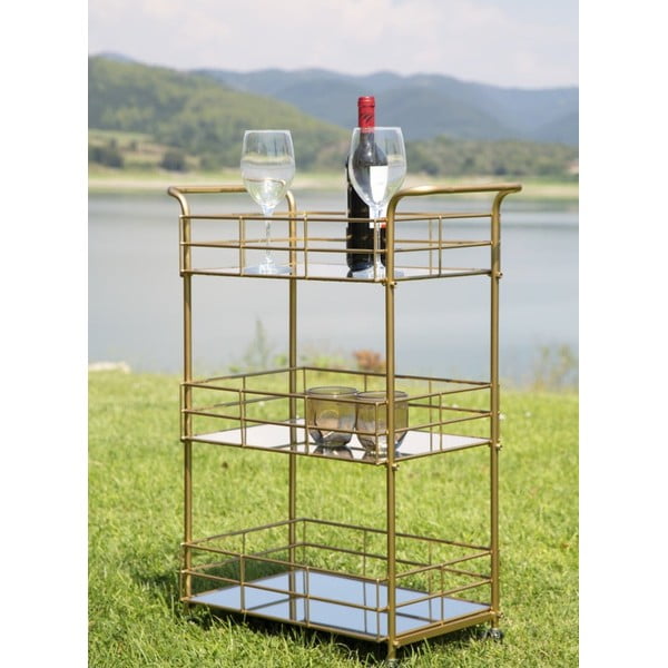 Cărucior pentru servire cu 3 etaje Mauro Ferretti Reo, auriu-image-1