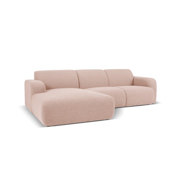 Colțar roz cu tapițerie din stofă bouclé (colț stânga) Molino – Micadoni Home-image-2